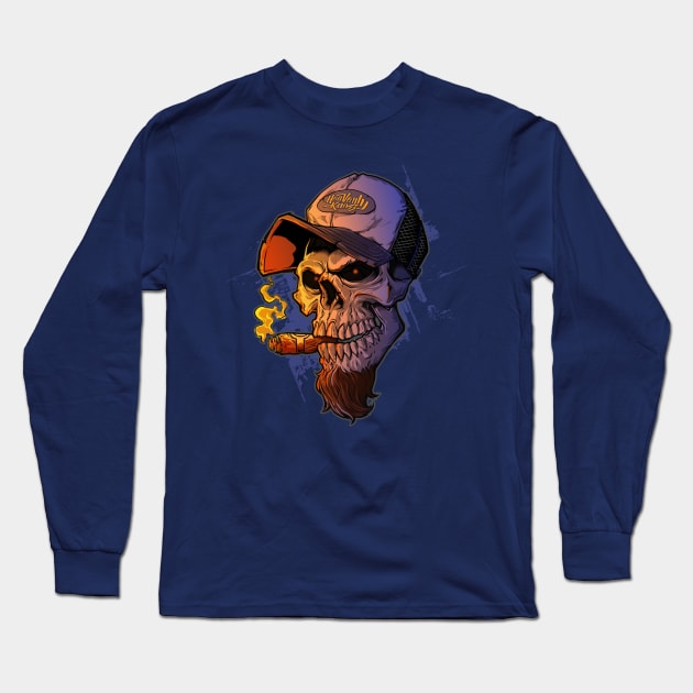 Trucker Skull Long Sleeve T-Shirt by HeavenlyKaos